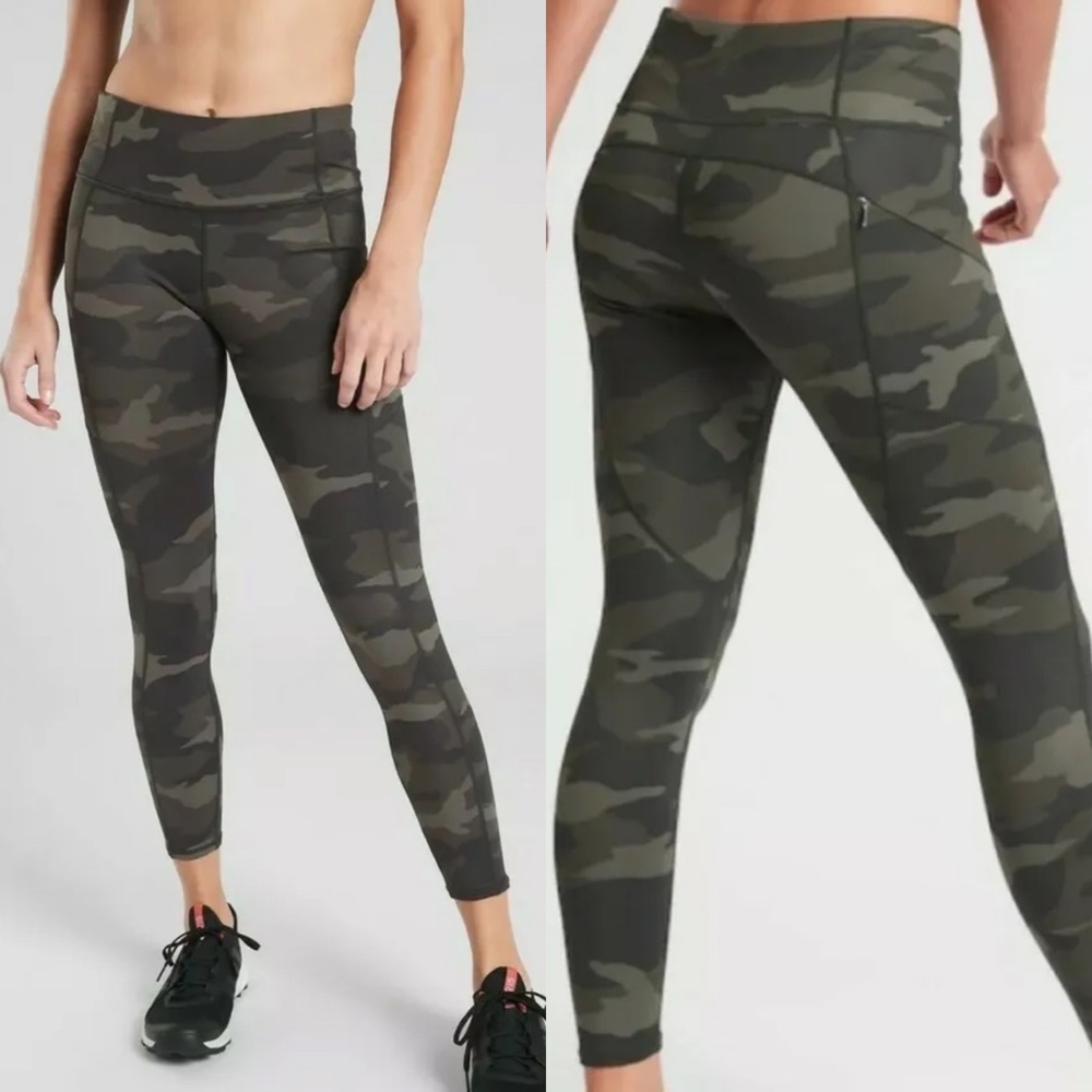 Athleta Camo Contender 7/8 Tight Leggings Green